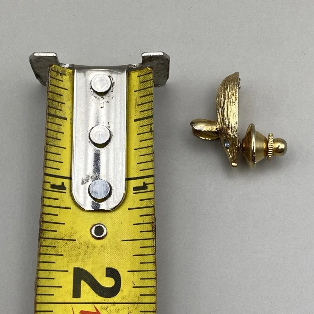 Lot of 2 Vintage Avon Animal Pins Brooches Owls + Mouse Gold‎ Tone Rhinestone